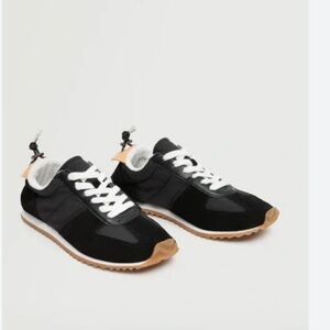 Mango Leather Mixed Sneakers